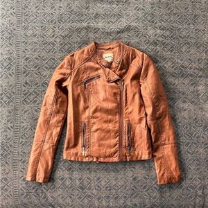 Pepe Jeans Tan Leather moto Jacket